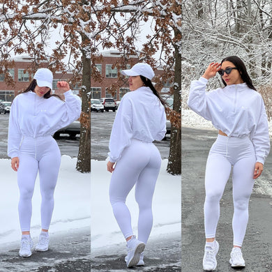 Sports white hoodie sets 2 pcs