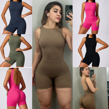 Load image into Gallery viewer, Open back shape short jumpsuit