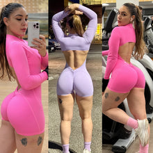 Load image into Gallery viewer, Long Sleeve short jumpsuit