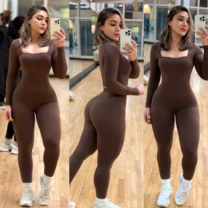 Long sleeve  & neckless shape jumpsuit enterizo