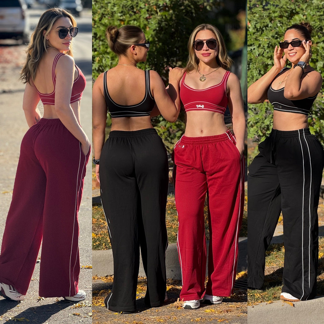 2 pcs sweatpants & crop top set without hoodie